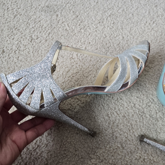 Betsey Johnson Glitter SB-Tee T-Strap Dress Sandal Heels High Heels Size 8.5 - Picture 10 of 15